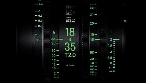 Beschriftung der Sigma Cine-Objektive in der „Fully Luminous“-Variante