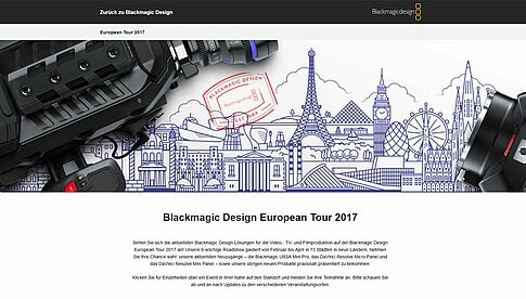 Blackmagic Design ist 2017 wieder auf großer Roadshow unterwegs - auch im deutschsprachigen Raum.