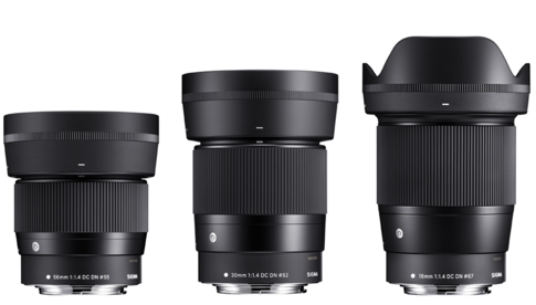 SIGMA 16mm F1.4 DC DN, SIGMA 30mm F1.4 DC DN und SIGMA 56mm F1.4 DC DN