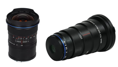 Laowa 12mm f/2,8 Zero-D für Canon (links) und Laowa 25mm f/2,8 Ultra Macro 2,5-5x für Canon (rechts)