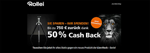 Altes Stativ einsenden und 50 Prozent Cashback bei Neukauf eines Lion Rock-Stativs erhalten.