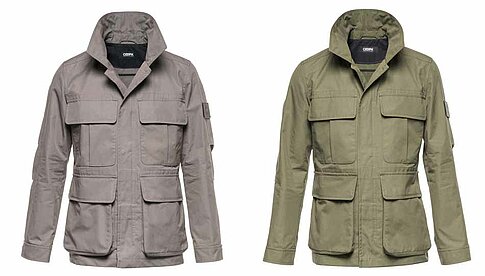 Cooph Field-Jacke: „Taupe“ (links) und „Olive“ (rechts).