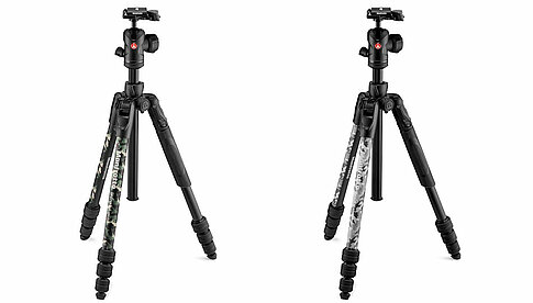 Manfrotto Befree Camo Grün (links) und Camo Grau