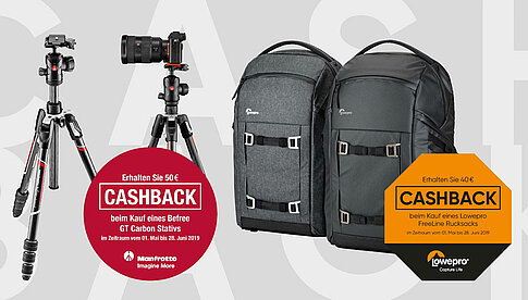 Cashback-Aktion für Manfrotto Befree GT Carbon und Lowepro Freeline.