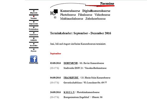 Bundesweite Kamerabörsen-Termine im Überblick