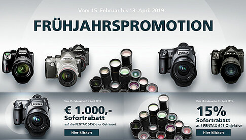 Frühlingsrabattaktion bei Pentax: Geld sparen beim Kauf von DSLRs, Mittelformatkameras und Objektiven