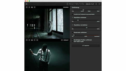 Image 2 LUT bietet noch Feineinstellungen. So kann man etwa Hauttöne vor der Farbkorrektur schützen beziehungsweise einstellen, wie stark sie vom Look betroffen sein sollen.