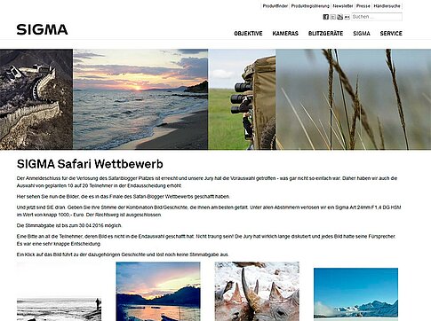 Sigma: Online-Abtimmung und Gewinnspiel „Safari Blogger“