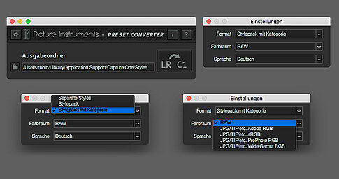 Mit wenigen Mausklicks sind die Entwicklungsvorlagen aus dem Programm Adobe Lightroom in Styles für Capture One übersetzt.