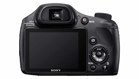 Sony DSC-HX350: 7,5-Zentimeter-LCD mit 921.600 Bildpunkten; elektronischer Sucher mit 201.600 RGB-Bildpunkten