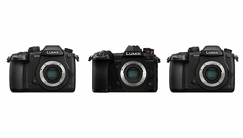 Firmware-Updates für Panasonic GH5 (links), G9 (Mitte) und GH5S (rechts).