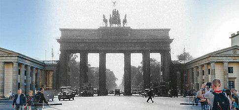 Das Brandenburger Tor im Jahr 1928 und heute